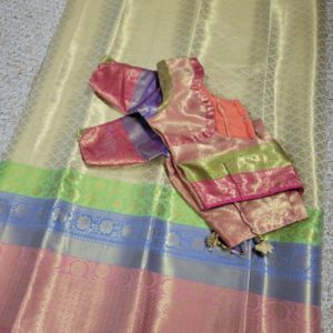 Benarasi Tissue saree with tri color border